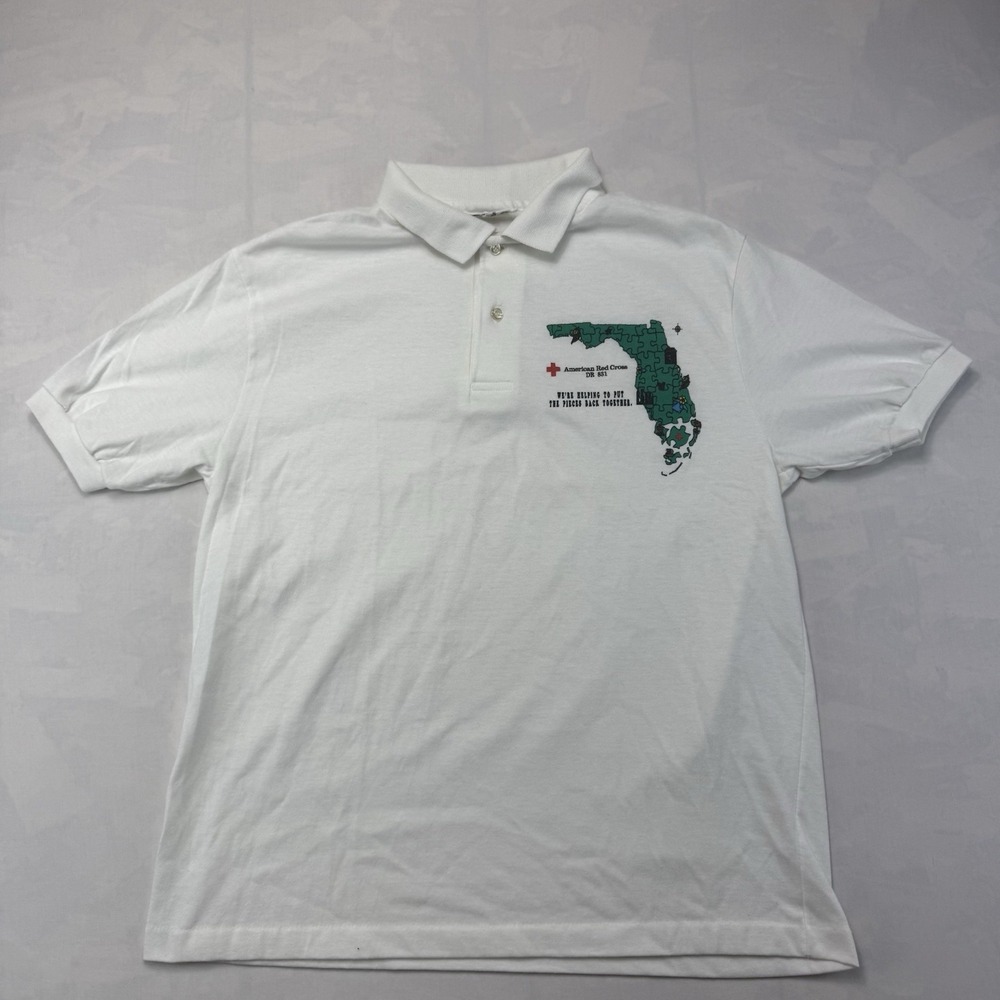 90s American Red Cross Florida Puzzle T Shirt Single Stitch Mens M USA